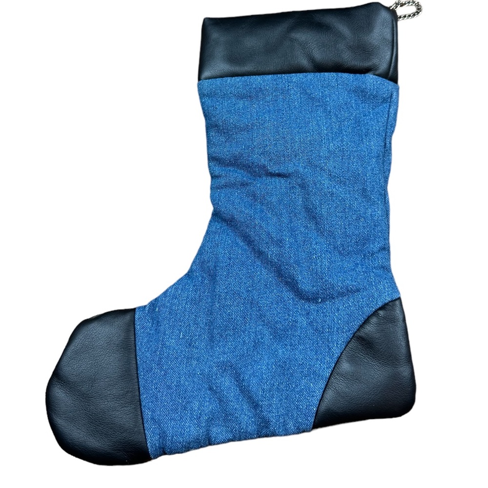 HARLEY-DAVIDSON: 2001 Motorcycle Denim & Faux Leather 15" Christmas Stocking - Picture 4 of 6